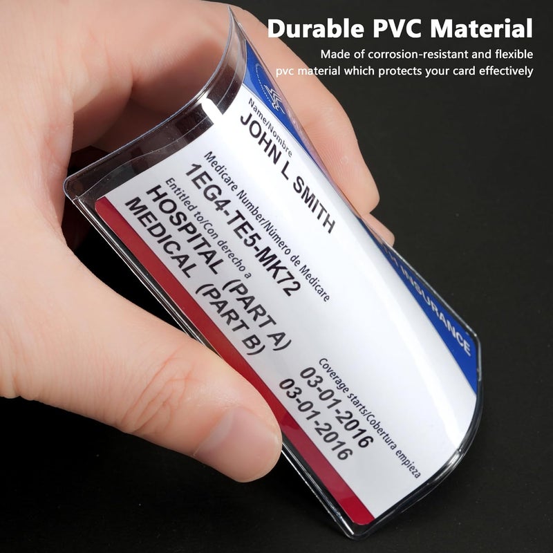 Glsgsb New Medicare Card Holder Protector Sleeves, Social Security Card Protector, 12 Mil Clear PVC Water Resistant Plastic Sleeves for New Medicare/Social Security/Business/ID/Credit Cards(10 Pack) - Image 2